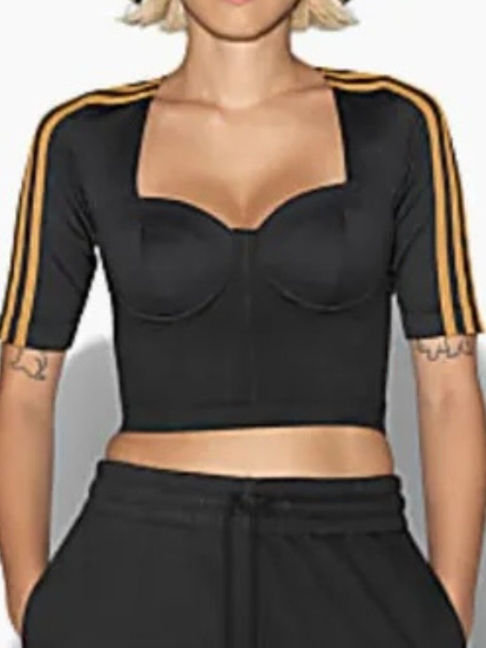 ADIDAS x IVY PARK Circular Knit Crop Top Drip Beyonce Corset Black M NWT